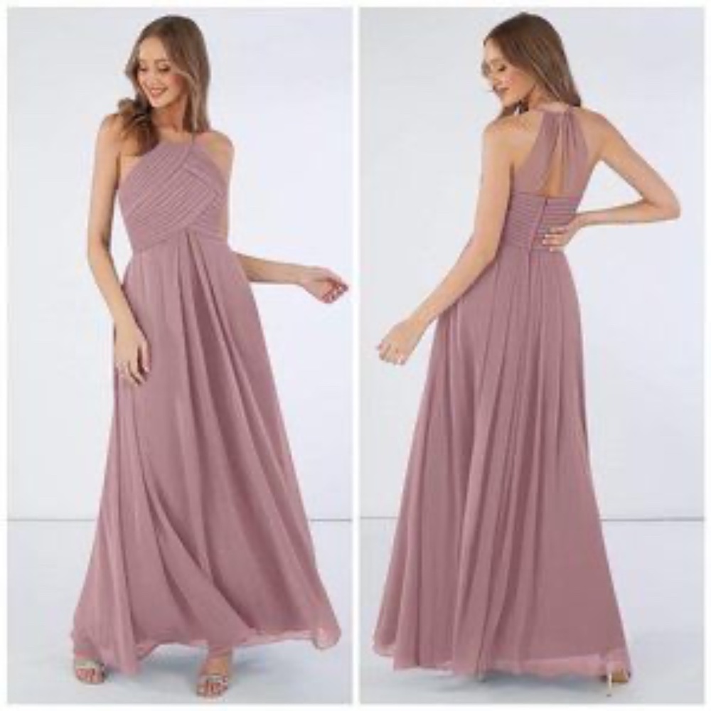 Azazie Ginger Full Length Bridesmaid Dress in Dusty Rose Size 4/6